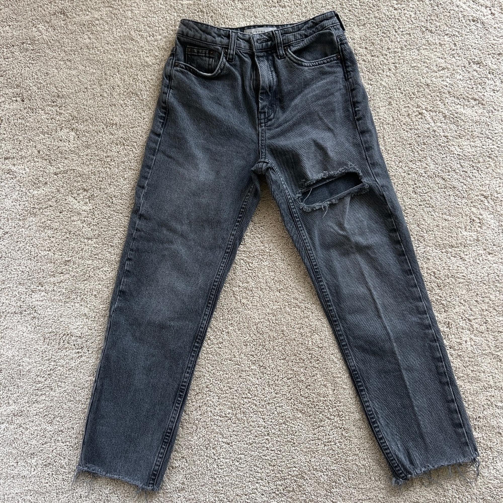 Topshop Gray Straight Leg Jeans
